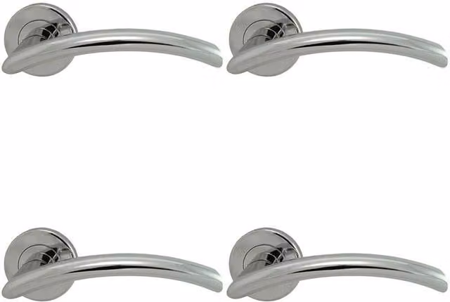 Loops 4 Pair Oval Arched Bar Handles with Concealed Fix Round Rose in Polished Chrome