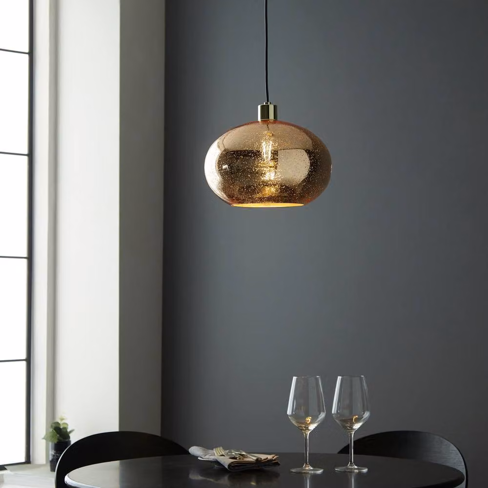 First Choice Lighting Candra Set of 2 Gold Bubbled Mercury Glass Pendant Lights – 5