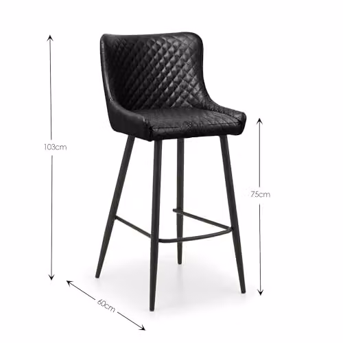 Julian Bowen Luxe Diamond Quilted Faux Leather Bar Stool in Black – 2