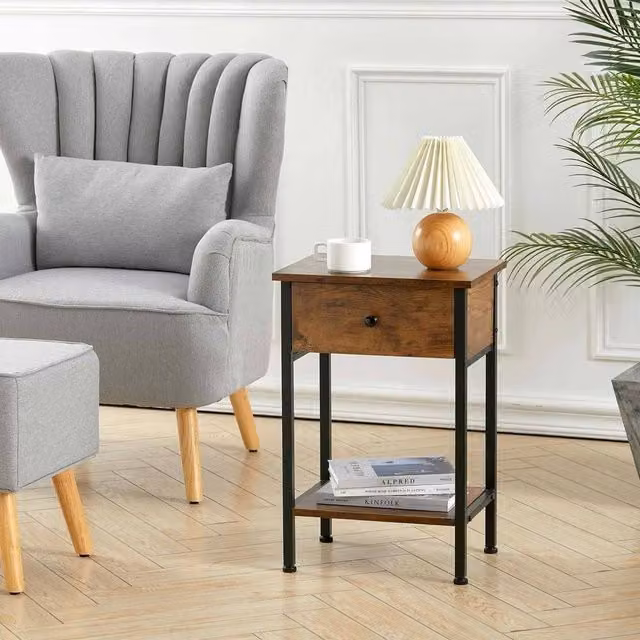 EONLION Tall Narrow Brown Wood Side Plant Table and Console Table – 1