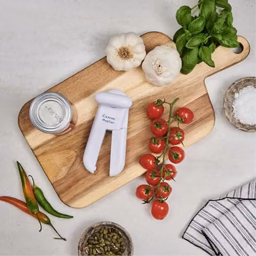 Culinare Magican White Manual Can Opener with Ergonomic Grip and Stainless Steel Safety Edge – 5