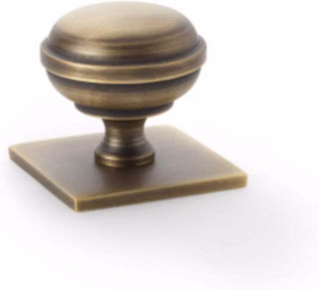 Handle & Home Brushed Antique Brass Cabinet Knob and Cup Pull with Backplate