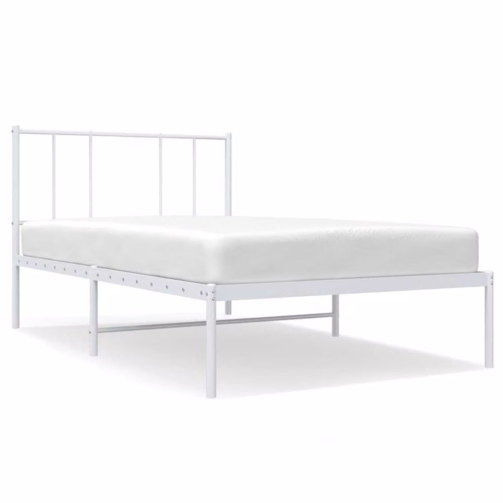 Berkfield Home Metal Bed Frame with Headboard in White W/D/H: 100 x 200 x 90 cm – 2