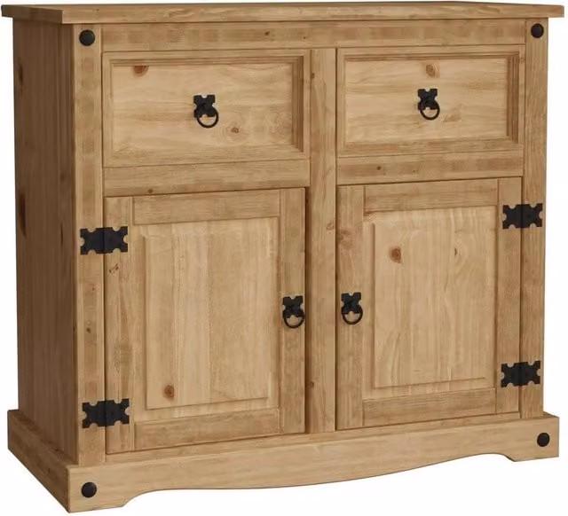 KORVIXA Brown Rustic Wood Sideboard with 2 Doors and 2 Drawers