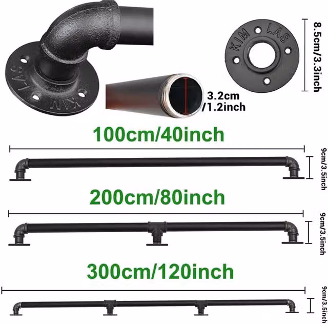NESTLUNE Black Round Staircase Handrail Banister, W: 300 cm, H: 52 cm