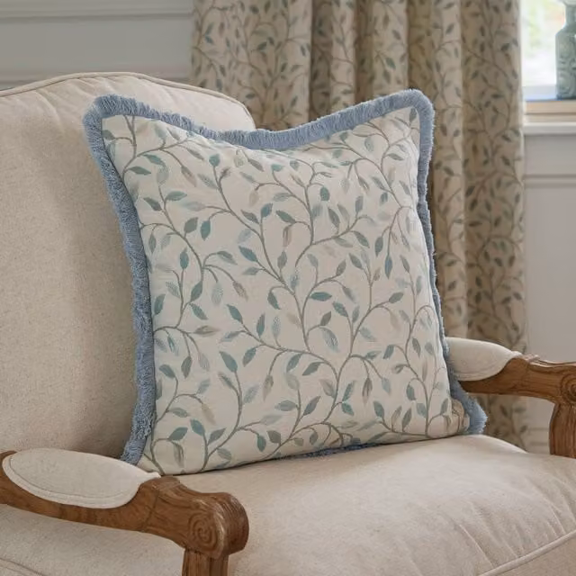 Voyage Maison Cervino Blue Floral Woven Jacquard Feather Filled Square Cushion, W/D/H: 50 x 50 x 50 cm