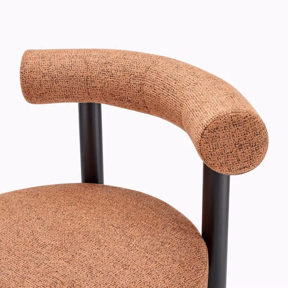 FurnitureboxUK Isola Set of 2 Terracotta Orange Fabric Dining Chairs with Black Legs – 3
