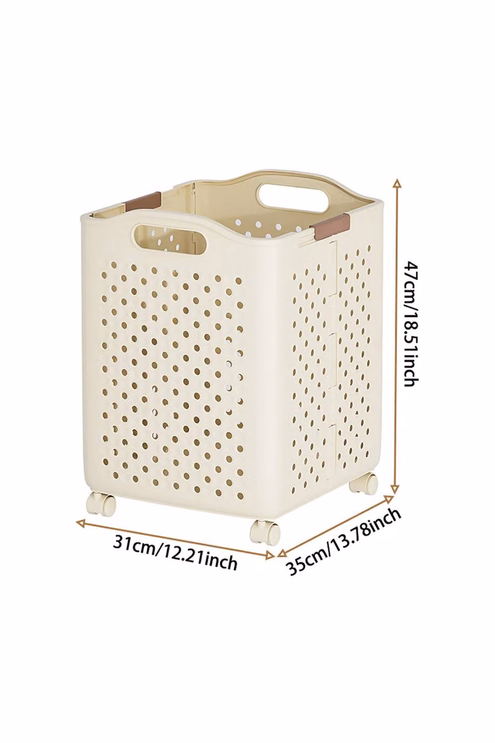 Garden Sanctuary Foldable Plastic Laundry Basket with Wheels in Beige – 4