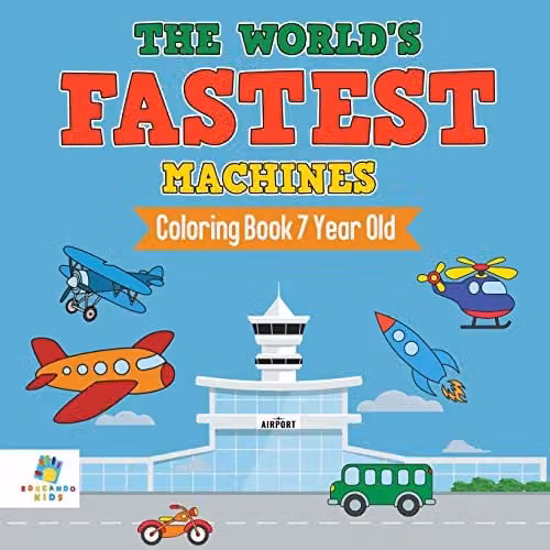 Educando Kids The World's Fastest Machines Colouring Book for Children, Multicolour