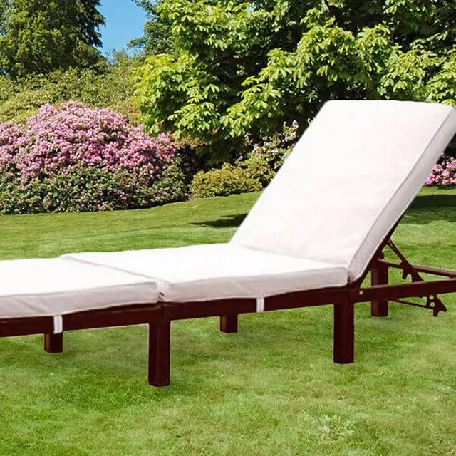 Comfy Living Brown and Cream Outdoor Rattan Reclining Sun Lounger