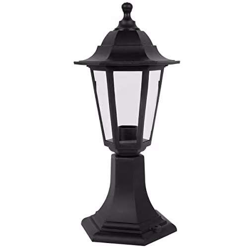 CGC Lighting Black Traditional Outdoor Post Lantern with Transparent Glass for Garden and Pathway – 4