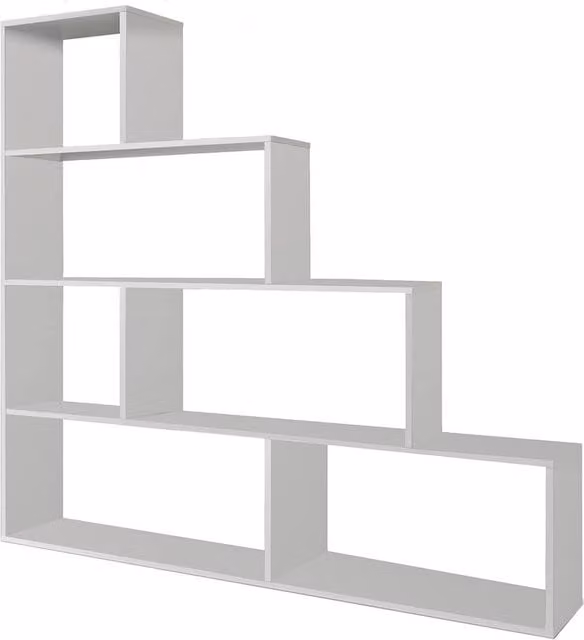 CALICOSY Klum 6-Compartment Staircase Shelf in White, Height: 145 cm – 1