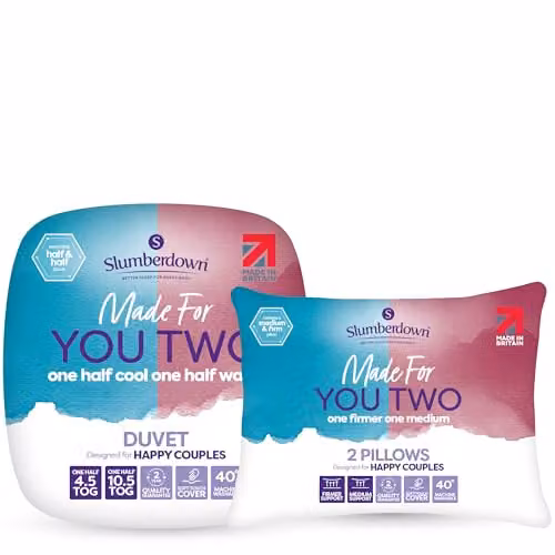 Slumberdown Made For You Two Double Duvet and 2 Pillows Set, White, W/D/H: 200 x 200 cm – 3