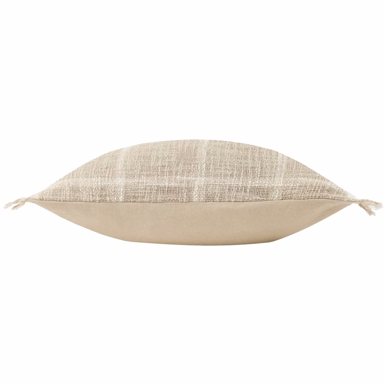 Yard Beni Check Cotton Fringed Square Cushion in Beige, W/D/H: 45 x 45 x 45 cm – 2