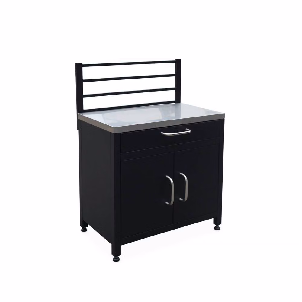Sweekeet Stainless Steel Outdoor Kitchen Storage Module with 1 Drawer and 2 Doors and Hanging Grid, Black, W/D/H: 123 x 54 x 80 cm – 2
