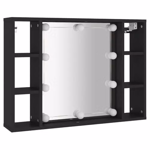 vidaXL Modern Black Mirror Cabinet with LED Lighting, W/D/H: 76 x 15 x 55 cm – 1