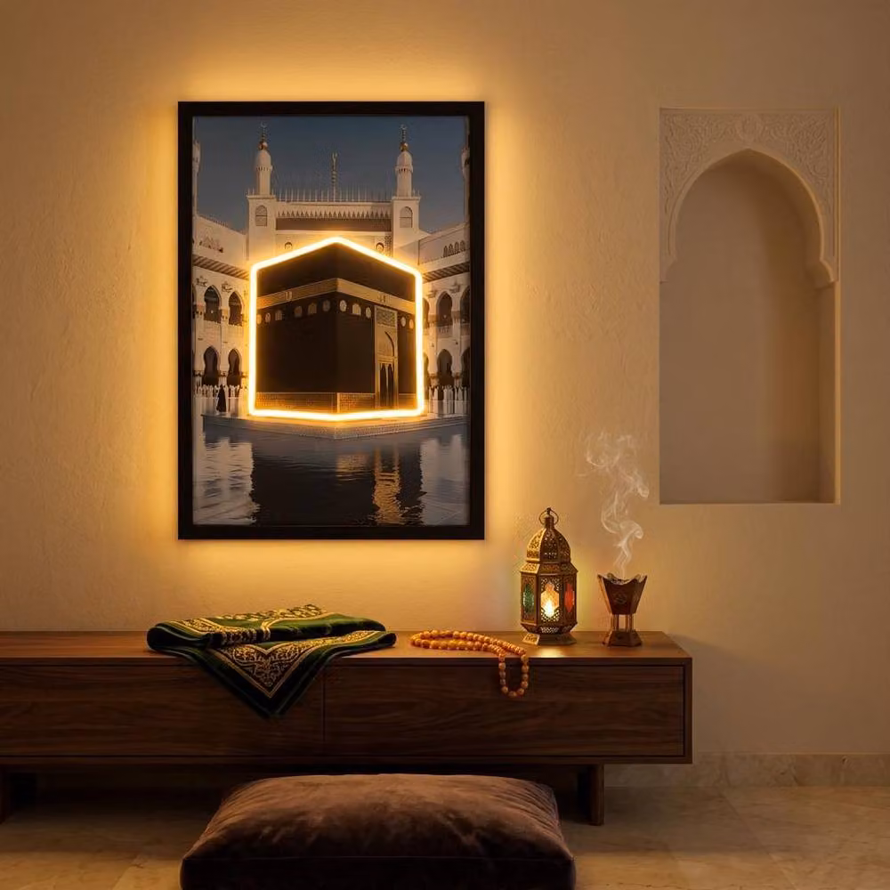 HOME LUXE INTERIOR Kaaba Neon LED Wall Art, Black, W: 40 cm, H: 40 cm – 6