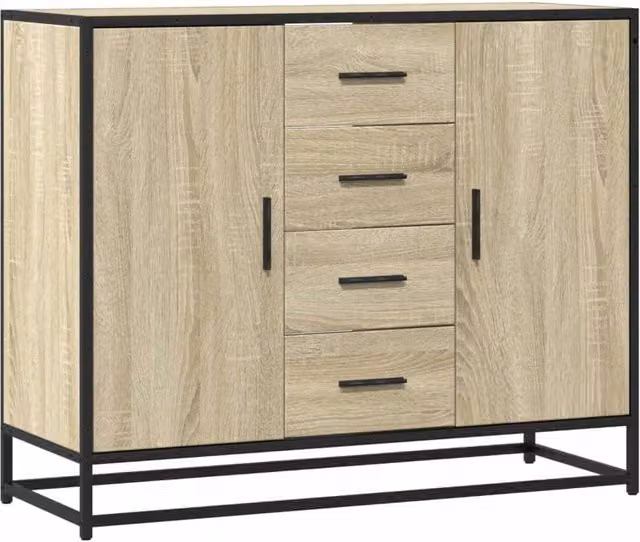 Berkfield Home Sonoma Oak Sideboard in Light Brown, W/D/H: 92 x 35 x 76 cm – 1