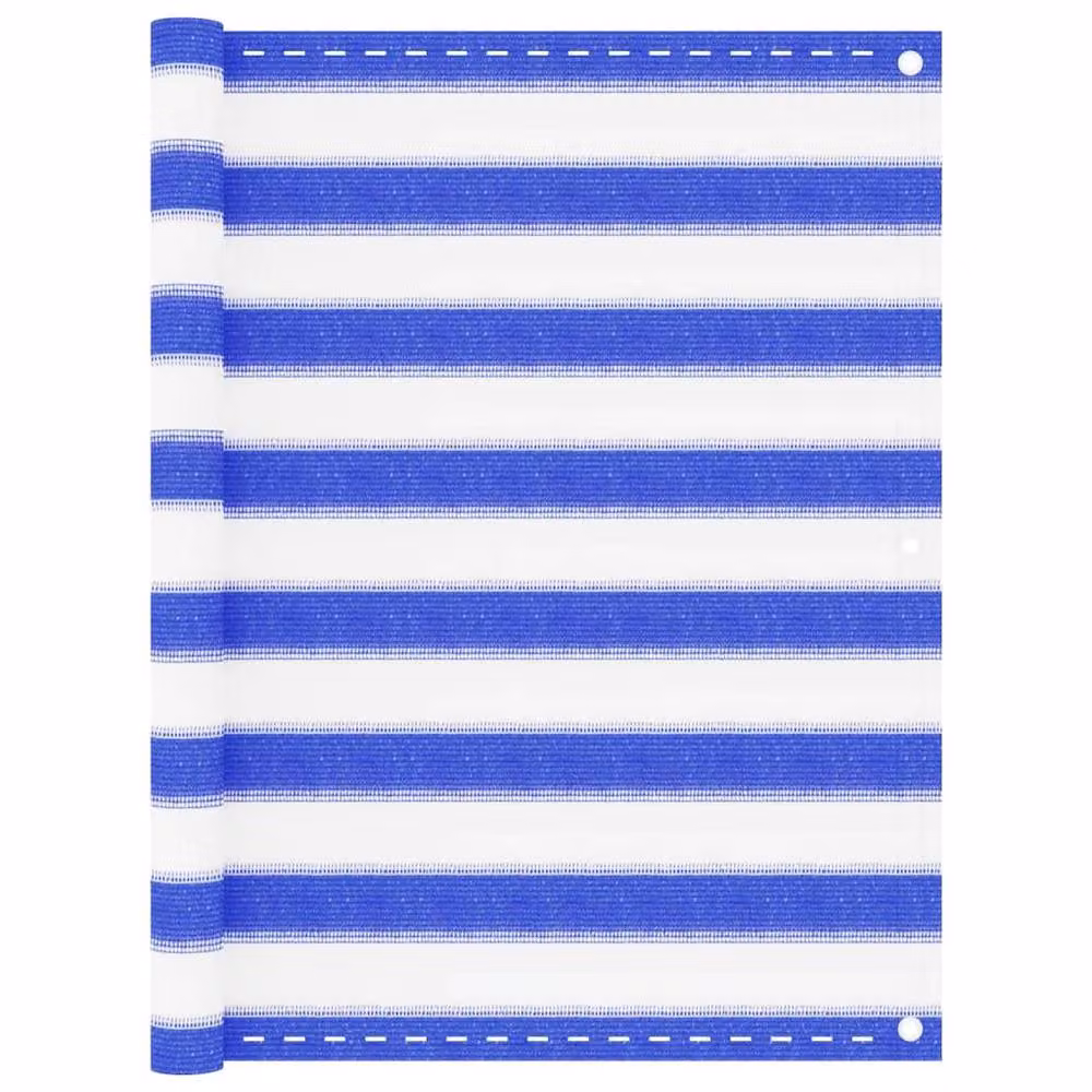 Berkfield Home Blue and White HDPE Balcony Screen W: 90 cm, L: 400 cm – 2