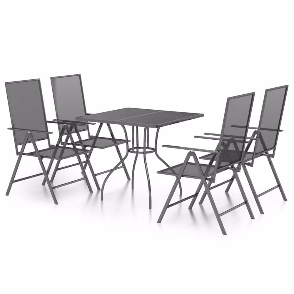 Berkfield Home 5 Piece Modern Garden Dining Set in Anthracite Steel and Black – 2