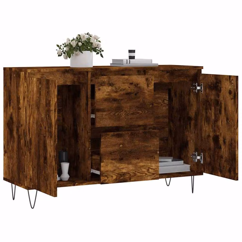 Berkfield Home Smoked Oak Sideboard in Brown, W/D/H: 104 x 35 x 70 cm – 3