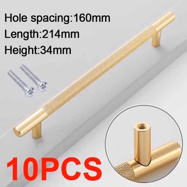 FLAVORA 10-Piece Polished Gold Bar Kitchen Cabinet and Drawer Handles, 160mm – 1