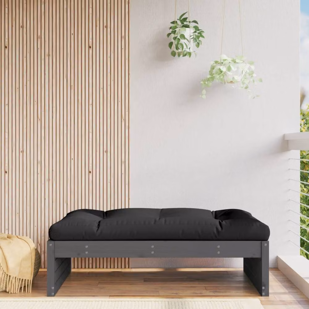 Berkfield Home Beautiful Garden Footstool in Grey, Solid Pine Wood, W: 120 cm, D: 84 cm, H: 30 cm – 2