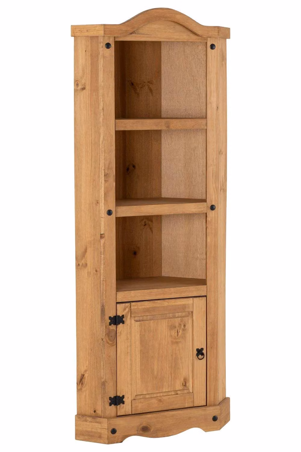 Seconique Corona Pine Corner Display Cabinet in Distressed Waxed Brown – 4