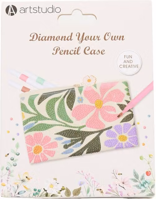 Art Studio Diamond Your Own Multicolour Zip Pencil Case Flat Pouch for Children