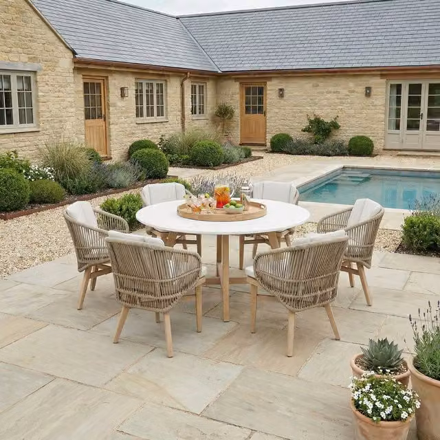 Bracken Outdoors Fairford 6 Seat Round Garden Dining Set in Light Grey