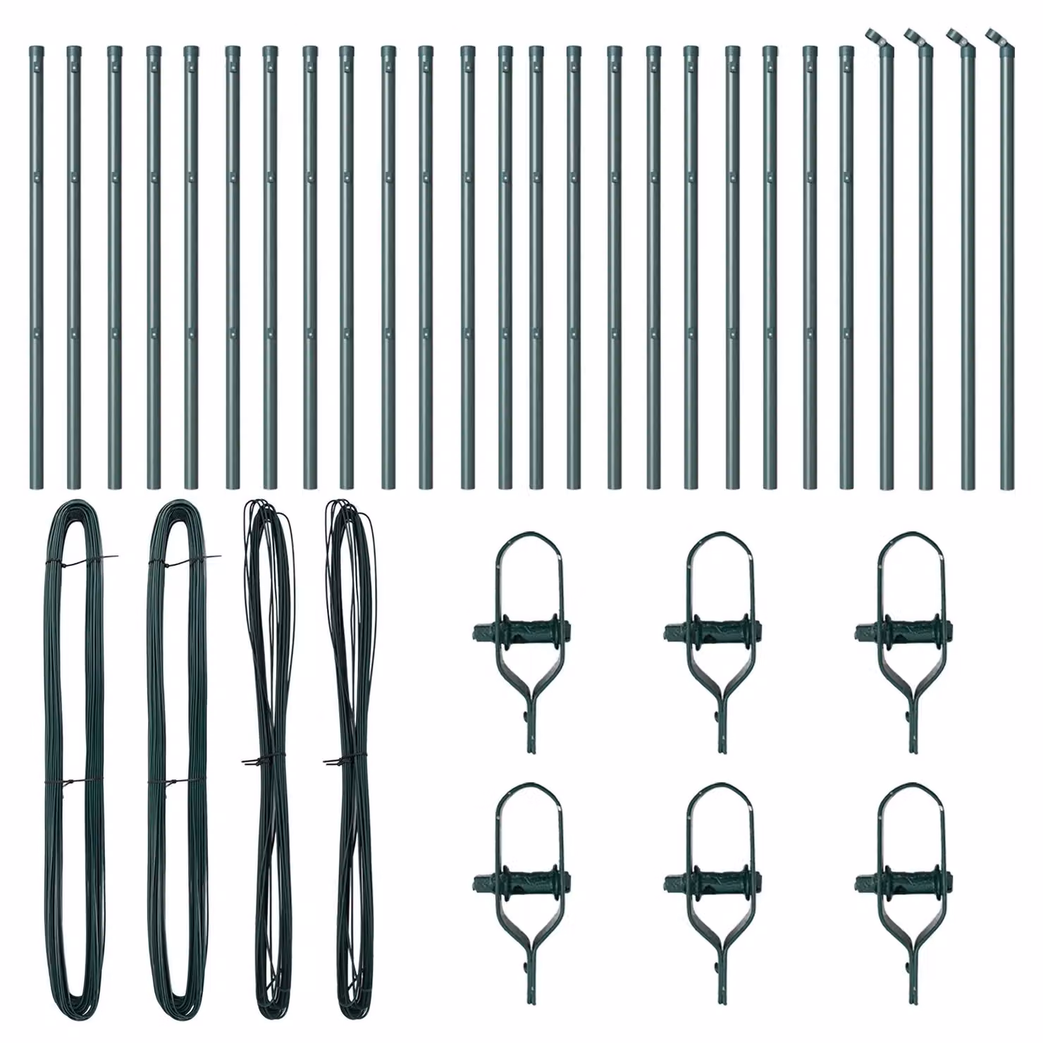 Berkfield Home 26 Piece Green Galvanised Steel Round Fence Posts, Diameter: 3.2 cm, Height: 100 cm – 2