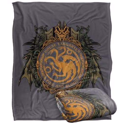 Warner Bros. Game of Thrones House Targaryen Super Soft Fleece Throw Blanket, Multicolour, W: 127 cm x D: 152.4 cm