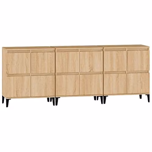 vidaXL Set of 3 Sideboards in Sonoma Oak, W/D/H: 60 x 35 x 70 cm