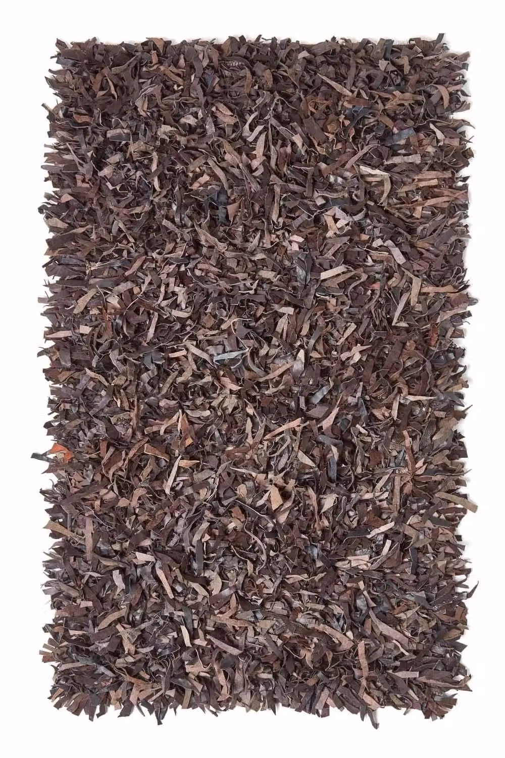 Homescapes Dallas Round Leather Shaggy Rug in Brown, Diameter: 150 cm – 2