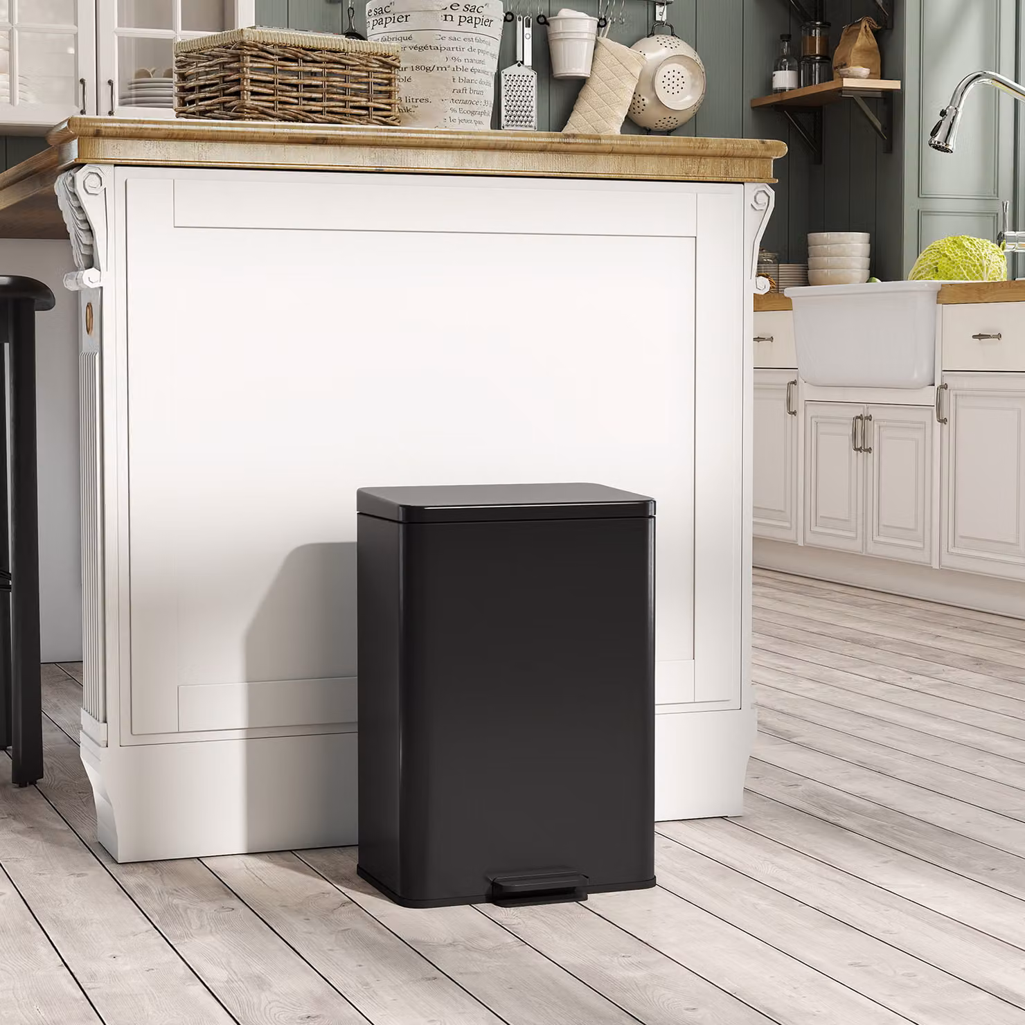 HOMCOM 20L Stainless Steel Kitchen Pedal Bin with Soft-Close Lid and Removable Inner Bucket, Matte Black – 2