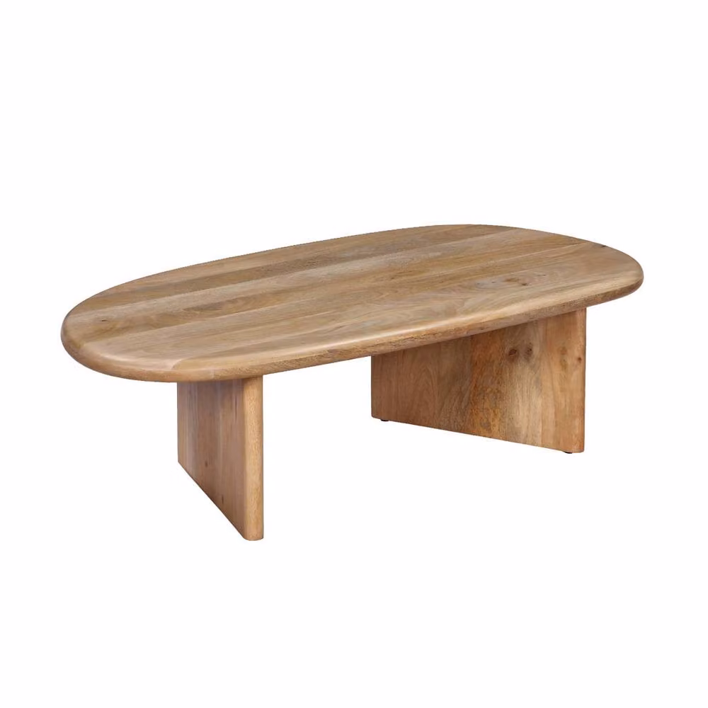 sweeek Oval Mango Wood Coffee Table in Beige, W/D/H: 60.0 x 35.0 x 25.0 cm – 2