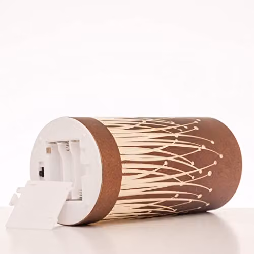 Shatchi Christmas Decorated Tabletop Vase Lamp with Etched Glass Forest Scene in Red and Copper, Height: 20 cm – 3