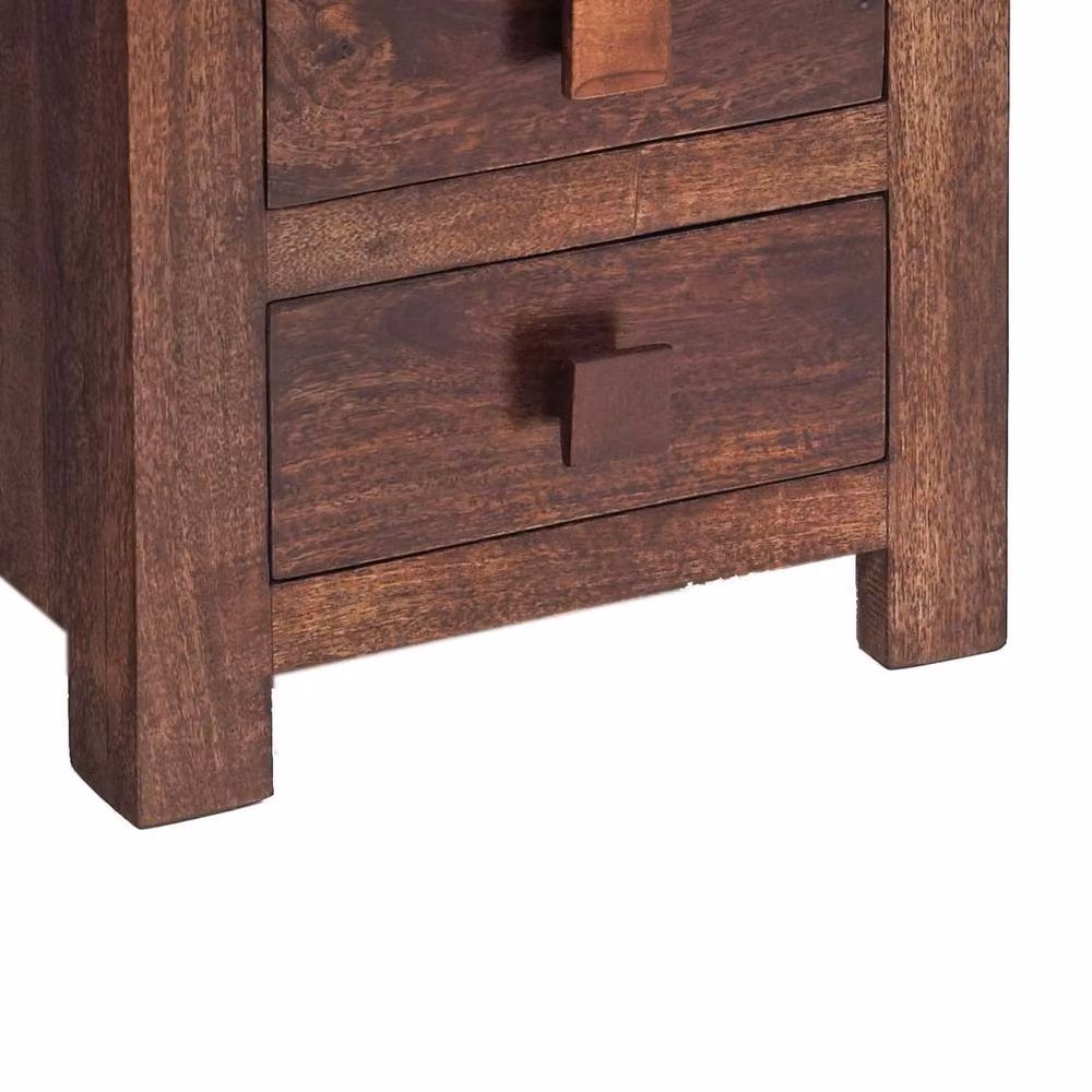 Wyld Haus Phuket 3 Drawer Bedside Table in Brown Mango Wood W/D/H: 40 x 18 x 62 cm – 4
