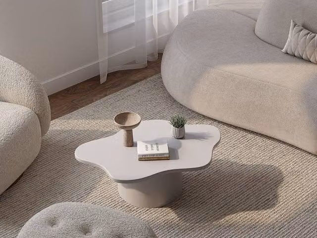 Vente-unique POLENDRA Metal Coffee Table in Cream/Beige, W/D/H: 58.0 x 29.5 x 13.0 cm – 1