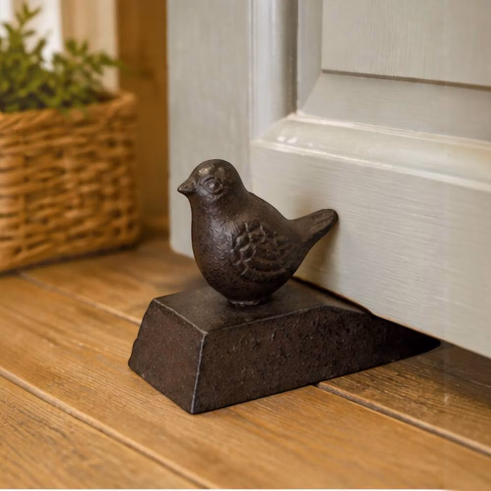 Four Candle Cast Iron Door Wedge with Bird Decoration in Brown – 2