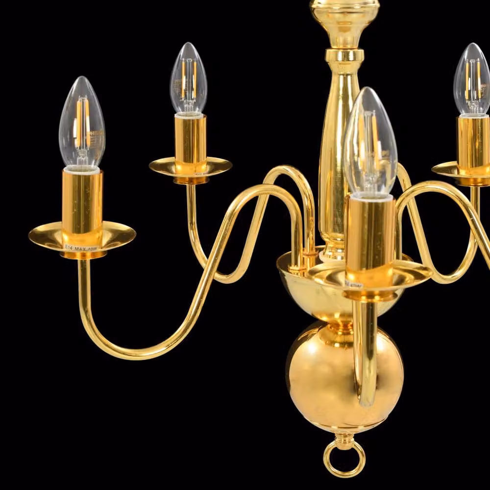 Berkfield Home Elegant Gold Chandelier with 5 x E14 Bulbs – 3
