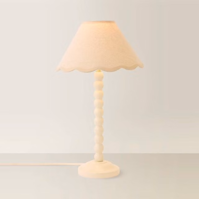 ValueLights Bobbin Ceramic Table Lamp with Beige Fabric Shade