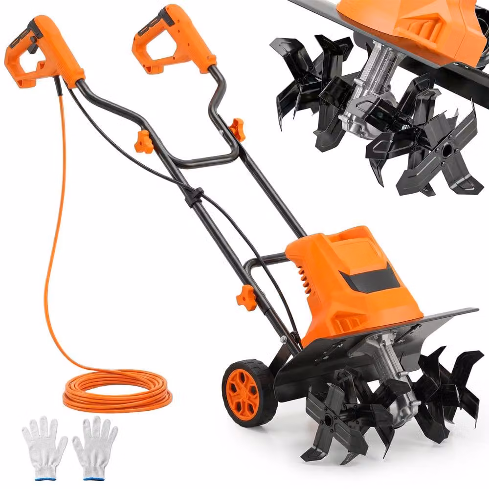 OUTSUNNY 1500W Electric Tiller in Orange with 40cm Working Width and 20cm Tilling Depth – 2