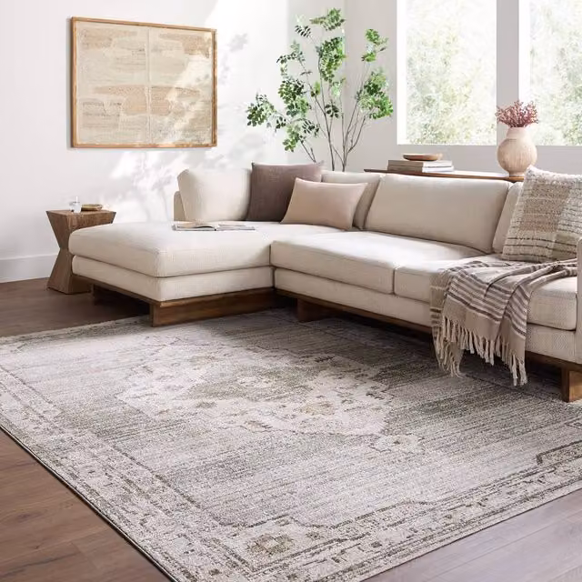 Livabliss Fifth Avenue Vintage Boho Living Room Rug in Brown, White and Grey, W: 200 cm, D: 275 cm
