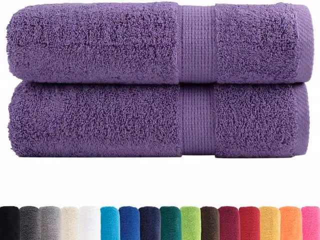 Berkfield Home SOLUND Premium Cotton Terry Shower Towels, Purple, 2 Pack, W: 70 cm, L: 140 cm, 600 gsm – 1