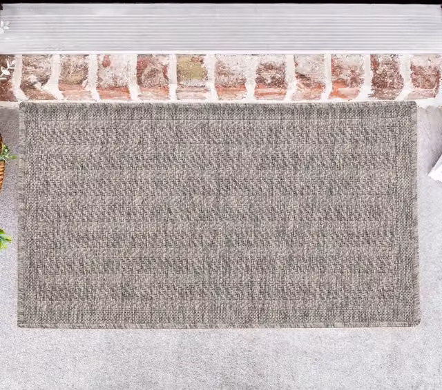 Desire Rugs Modern Herringbone Waterproof Indoor-Outdoor Rectangular Rug, Silver/Grey, W: 50 cm, L: 80 cm