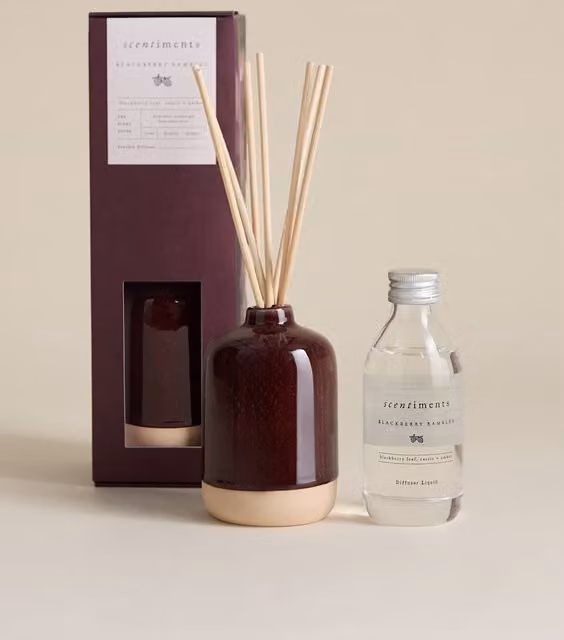 Scentiments Blackberry Rambles Fruity Reed Diffuser, 150ml, Purple Ceramic Tabletop Design