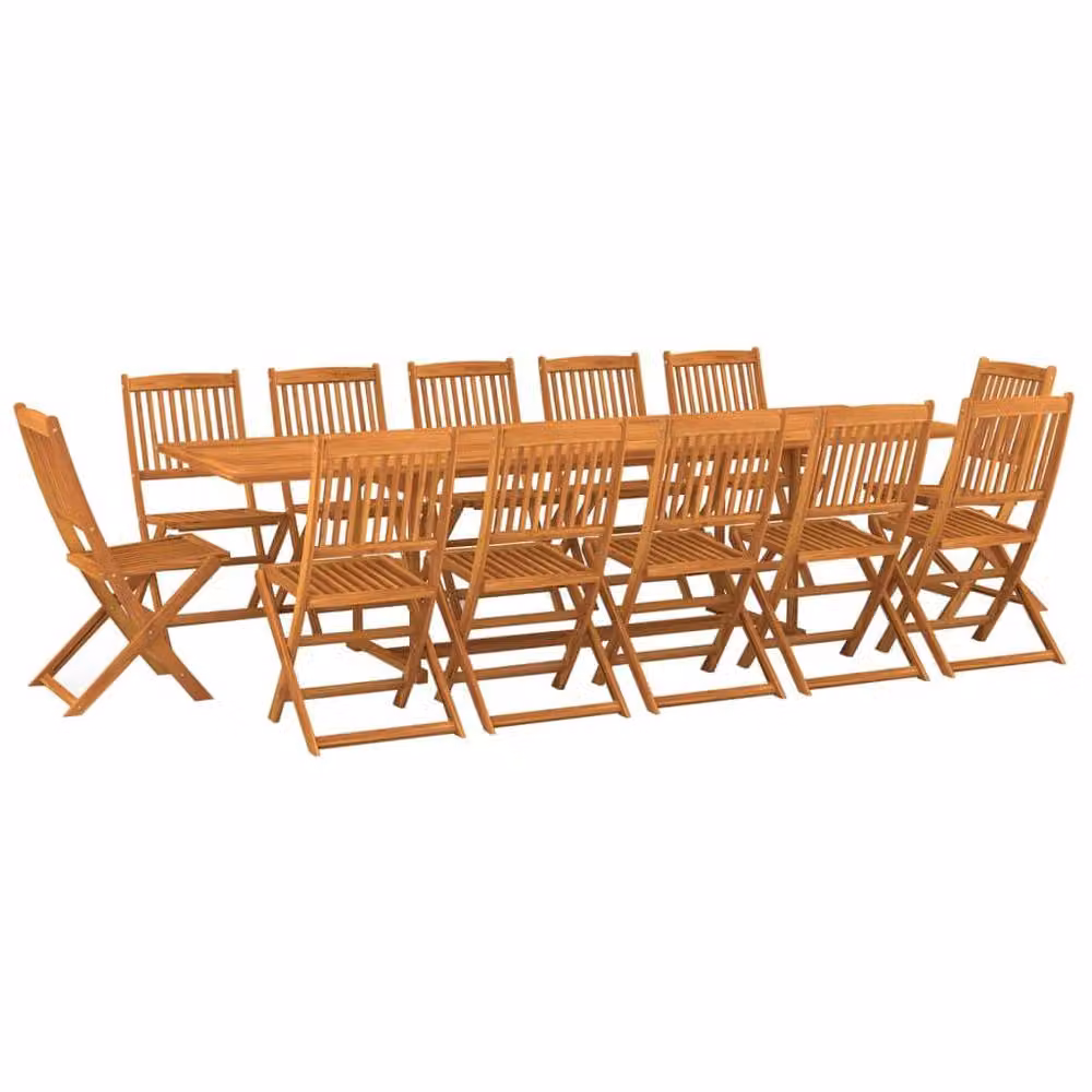 Berkfield Home 13 Piece Garden Dining Set in Brown Solid Oiled Acacia Wood – 2