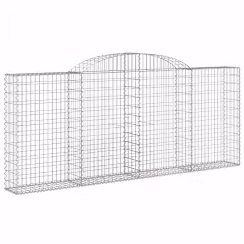 vidaXL Set of 5 Arched Gabion Baskets in Silver Galvanised Steel, W: 300 cm, D: 30 cm, H: 120/140 cm – 1