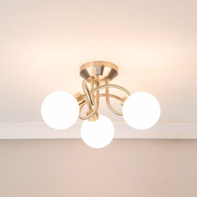 ValueLights Silver Chrome 3 Way Flush Ceiling Light with White Frosted Glass Lampshades